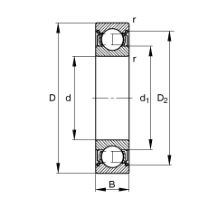 S 61909-2Z,  DIN 625-1 ˜ʵҪߴ, ɂg϶ܷ