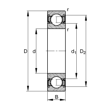 S 62302-2RSR,  DIN 625-1 ˜ʵҪߴ, ɂȴܷ